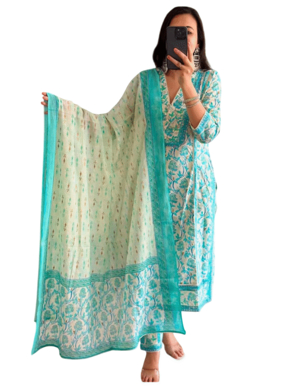 Floral Essence ? Women's Embroidered Cotton Dress with Printed Detailing (L)