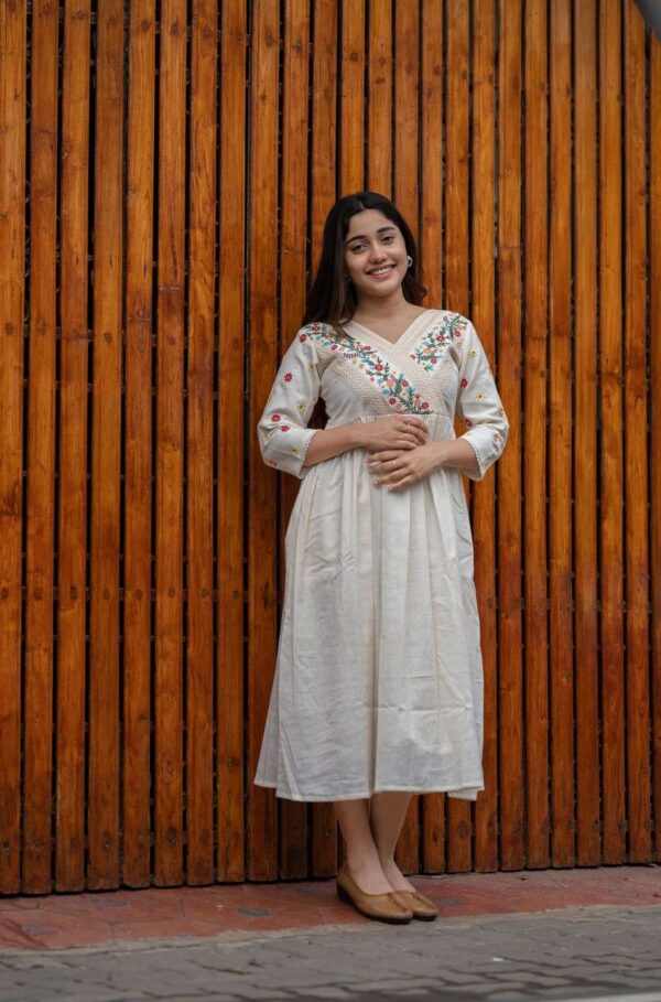 Artfully Adorned ? Women's XXL Dress in Cotton with Floral Embroidery(L) - Image 5